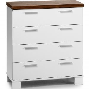 Aamu Lipasto 4 Laatikkoa Pähkinä Valkoinen 80 Cm