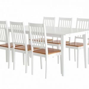 Alice Pöytä 180 Valkoinen + 6 Setar Tuolia Valkoinen/Tammi