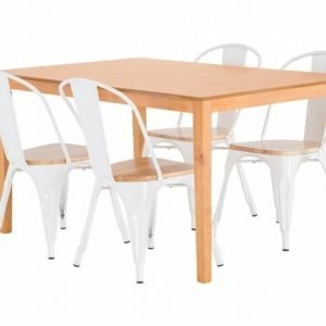 Alor Pöytä 140 Tammi + 4 Cannes Tuolia Valkoinen/Puuistuin