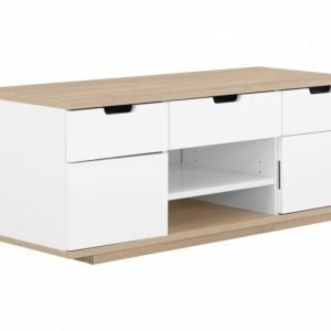 Bari TV-Taso 120 Valkoinen/Tammi