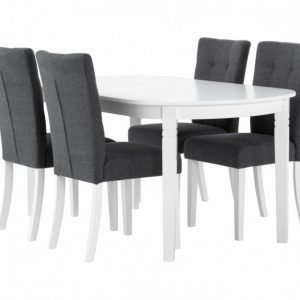 Bergström Pöytä 160 Valkoinen + 4 Kungälv Tuolia Harmaa