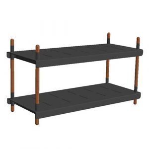 Cane Line Frame Hyllyjärjestelmä Perusosa Matala Tiikki / Harmaa