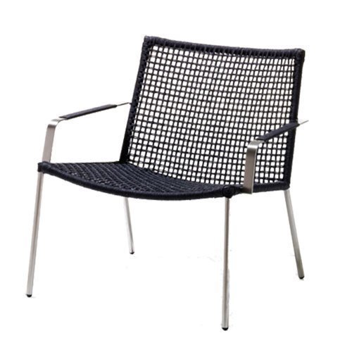 Cane Line Straw Lounge Tuoli Käsinojallinen Musta
