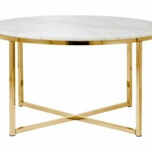 Carrie Sohvapöytä 80 Pyöreä Valkoinen/Messinki