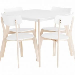 Clas Pöytä 90 + 4 Tuolia Valkoinen/Luonto