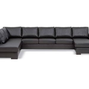 Connect XXL U-Sohva Oikea Ekonahkaa Musta