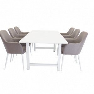 Ellos Canet Pöytä Ja 6 Croft Tuolia Ruokailuryhmä Valkoinen