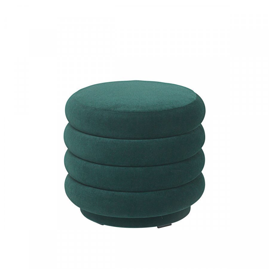 Ferm Living Pouf Round Rahi Pieni Tummanvihreä