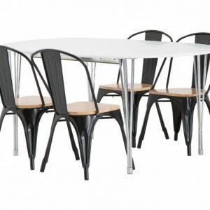 George Pöytä 160 Valkoinen + 4 Cannes Tuoli Musta/Puu