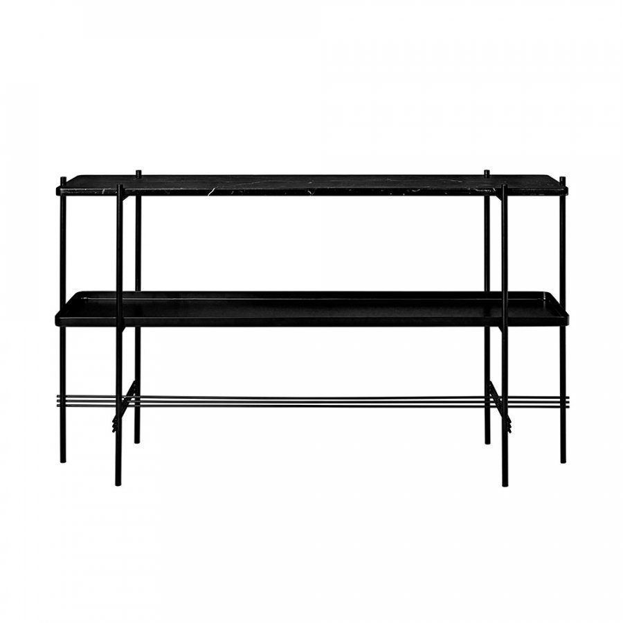 Gubi Ts Console 2 Hylly Musta Marmori / Musta Metalli