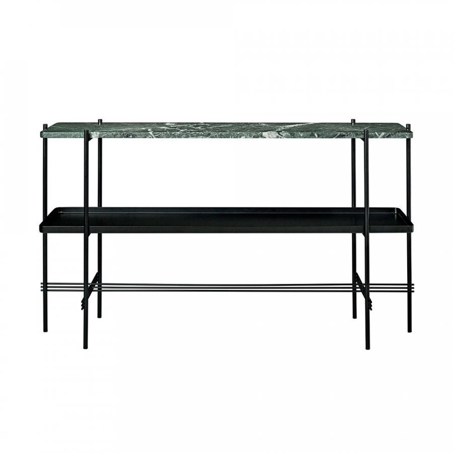 Gubi Ts Console 2 Hylly Vihreä Marmori / Musta Metalli