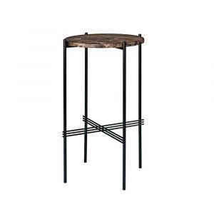 Gubi Ts Console Pöytä Musta / Ruskeamarmori H72 Cm Ø40 Cm