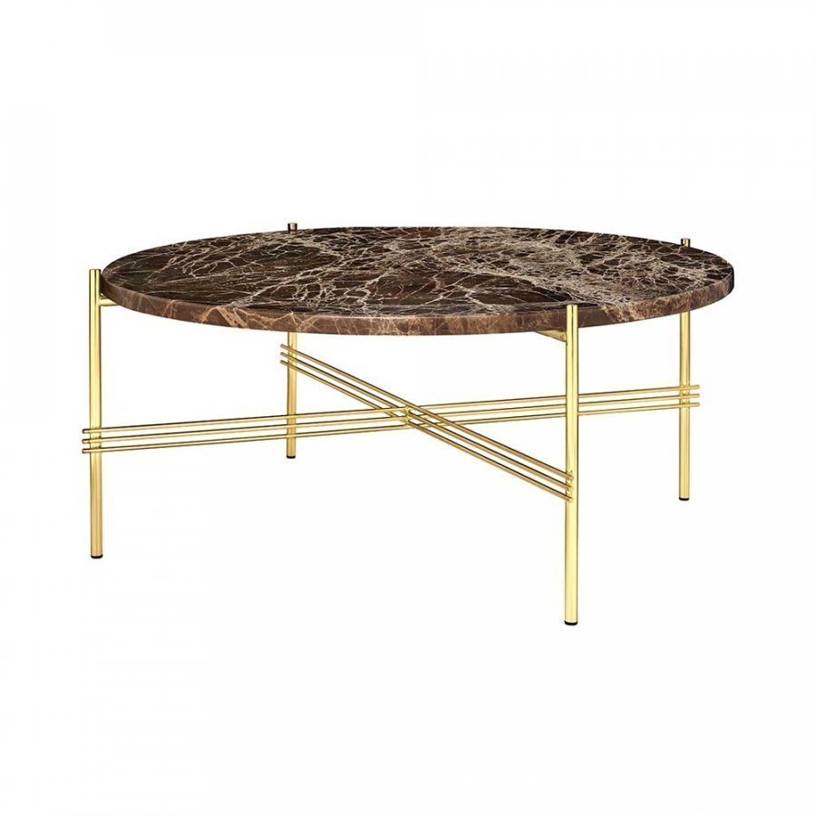 Gubi Ts Pöytä L Messinki / Ruskeamarmori H35 Cm Ø80 Cm