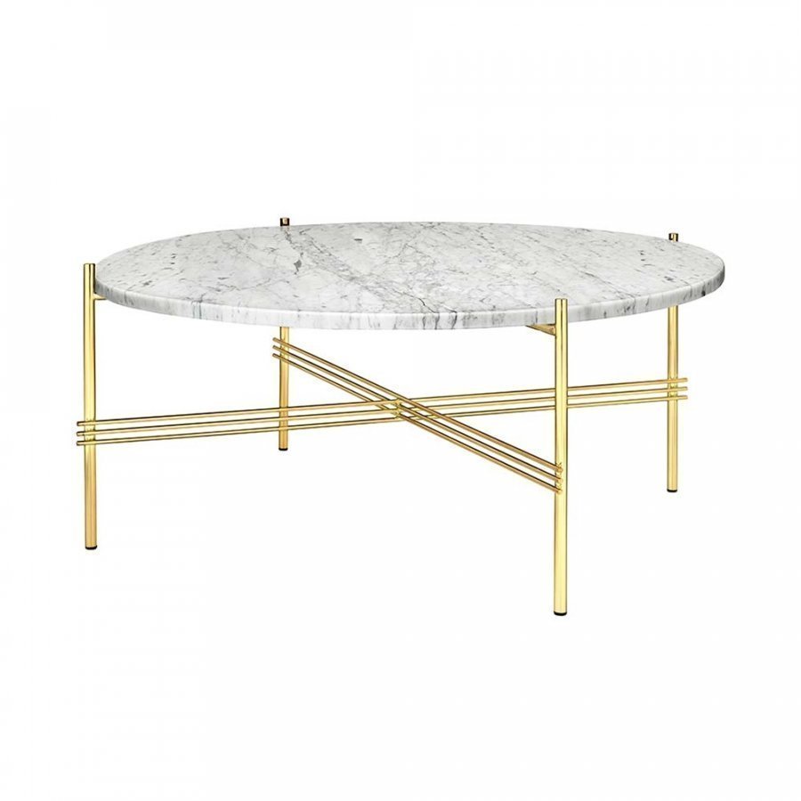 Gubi Ts Pöytä L Messinki / Valkoinenmarmori H35 Cm Ø80 Cm