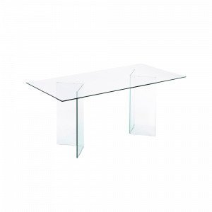 Julia Burano Pöytä Läpinäkyvä Lasi Valkoinen 180x90 Cm