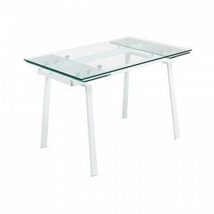 Julia Ranch Pöytä 140(200)X80 Valkoinen / Läpinäkyvä Lasi Lasia