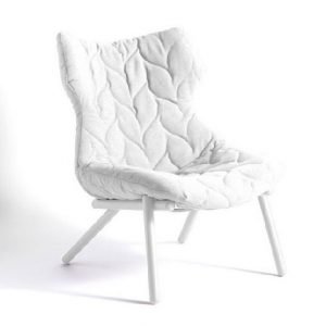 Kartell Foliage Nojatuoli Valkoinen Valkoisilla Jaloilla Kangastoppaus