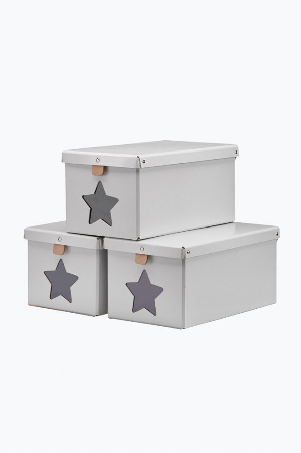 Kids Concept Kenkälaatikot 3-Pakkaus Harmaa