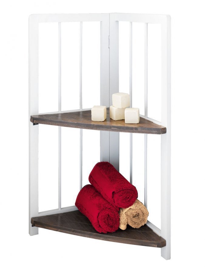 Kokoontaitettava Kulmahylly Valkoinen / Luonnonvaalea