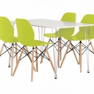 Kronberg Pöytä 120 Valkoinen Matta + 4 Rana Tuolia Lime