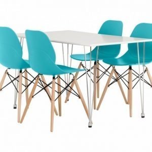 Kronberg Pöytä 120 Valkoinen Matta + 4 Rana Tuolia Turkoosi