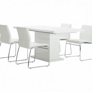 Kulmbach Pöytä 160 + 4 Viskan Tuolia Valkoinen