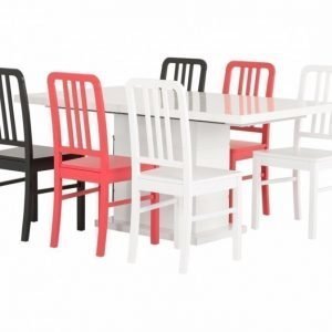 Kulmbach Pöytä 160 Valkoinen + 6 EVElina Tuolia Valinnainen väri