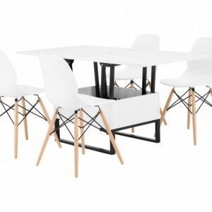 Orust Pöytä 150 Valkoinen + 4 Rana Tuolia Valkoinen/Puujalat