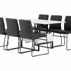 Orust Pöytä 150 Valkoinen + 6 Frio Tuolia Musta