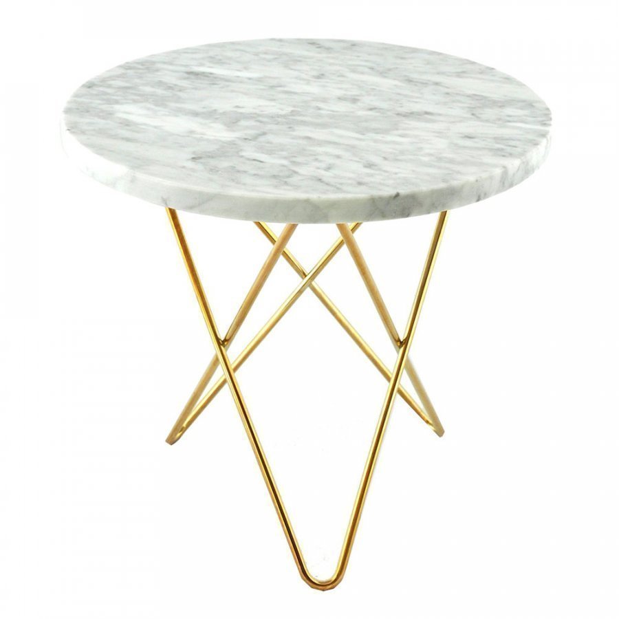 Ox Denmarq Tall Mini O Sivupöytä Valkoinen Marmori / Messinki