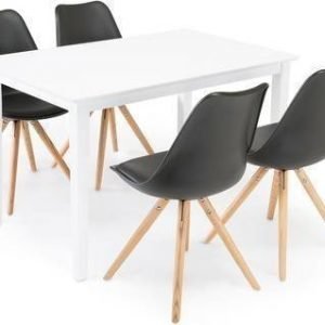 Ruokailuryhmä Aaron/Annikki valkoinen/musta/tammi 4 tuolia