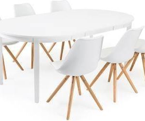 Ruokailuryhmä Aaron/Arja 6 tuolia valkoinen/tammi