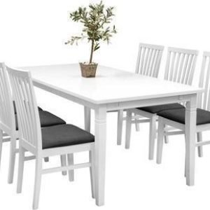 Ruokailuryhmä Thomas pöytä Arja tuoleilla valkoinen