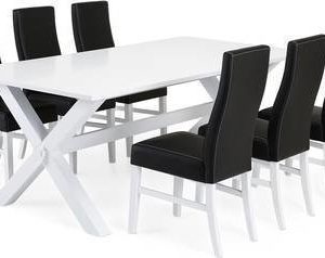 Ruokailuryhmä Tuula Ida tuoleilla valkoinen/musta