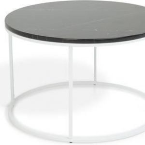 Sohvapöytä Olga Ø 80x50 cm musta marmori/teräs valkoisilla jaloilla