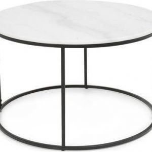 Sohvapöytä Olga Ø 80x50 cm valkoinen marmori/teräs mustilla jaloilla