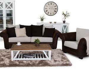 Sohvaryhmä Viktor kolmen istuttava + lepotuoli beige/ruskea