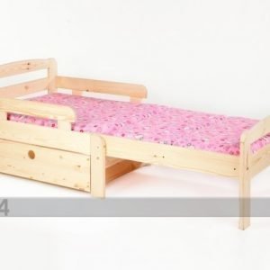 Soome Jatkettava Lastensänky+Vuodevaatelaatikko Kiku Viimeistelemätön Mänty