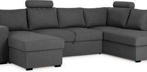 Vuodesohva Brita oikea tummanharmaa U-sohva kappatyynyillä tummanharmaa